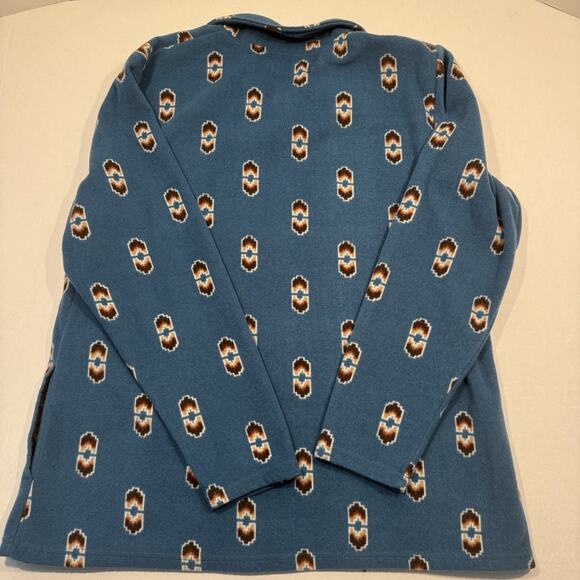 Wrangler As Real As Mens Fleece Pullover Sweater Aztec Geometric Blue SZ 18H(L) - Picture 8 of 9